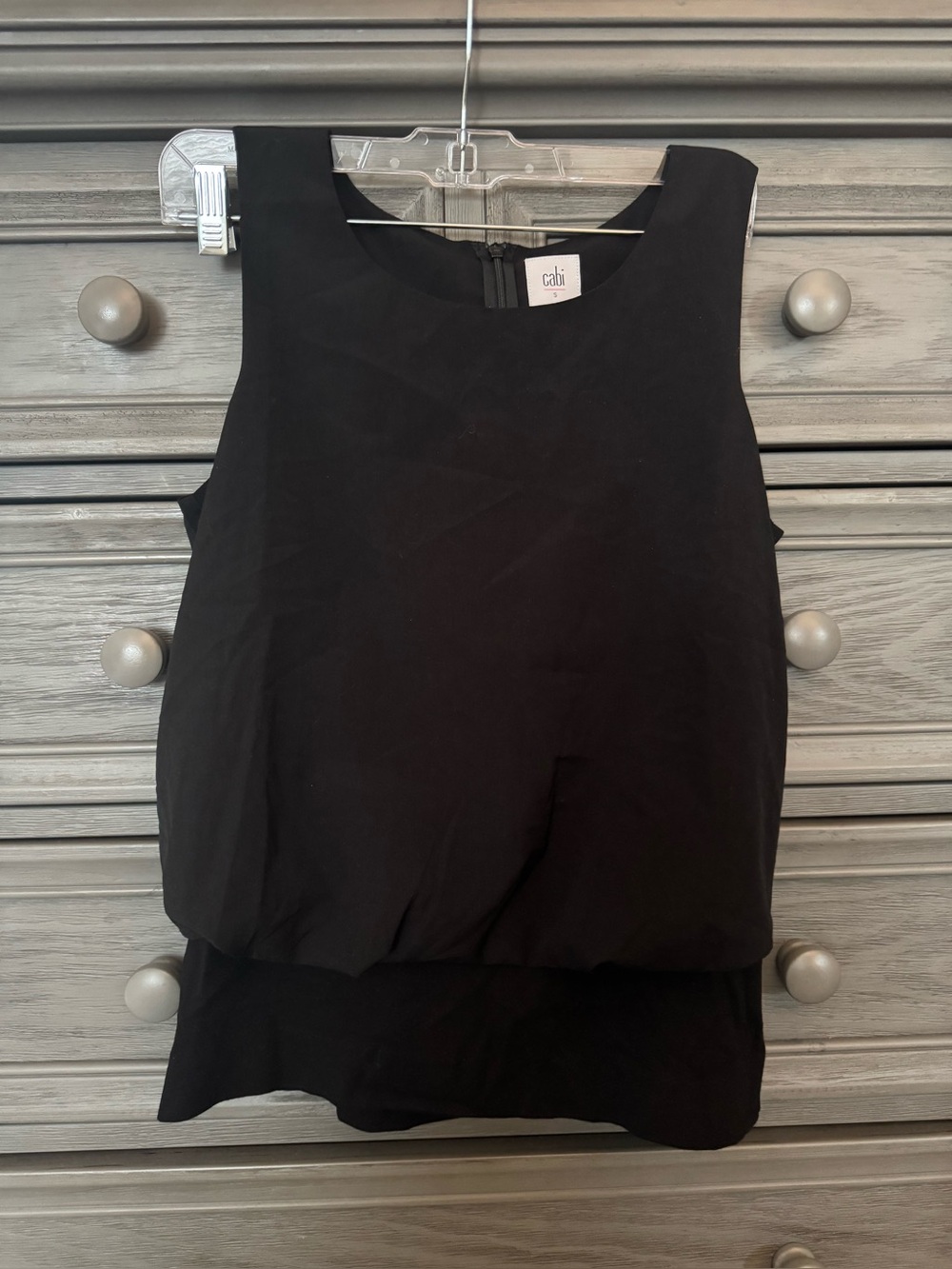 CAbi Indulgence Black Sleeveless Scoop Neck Top. Size small